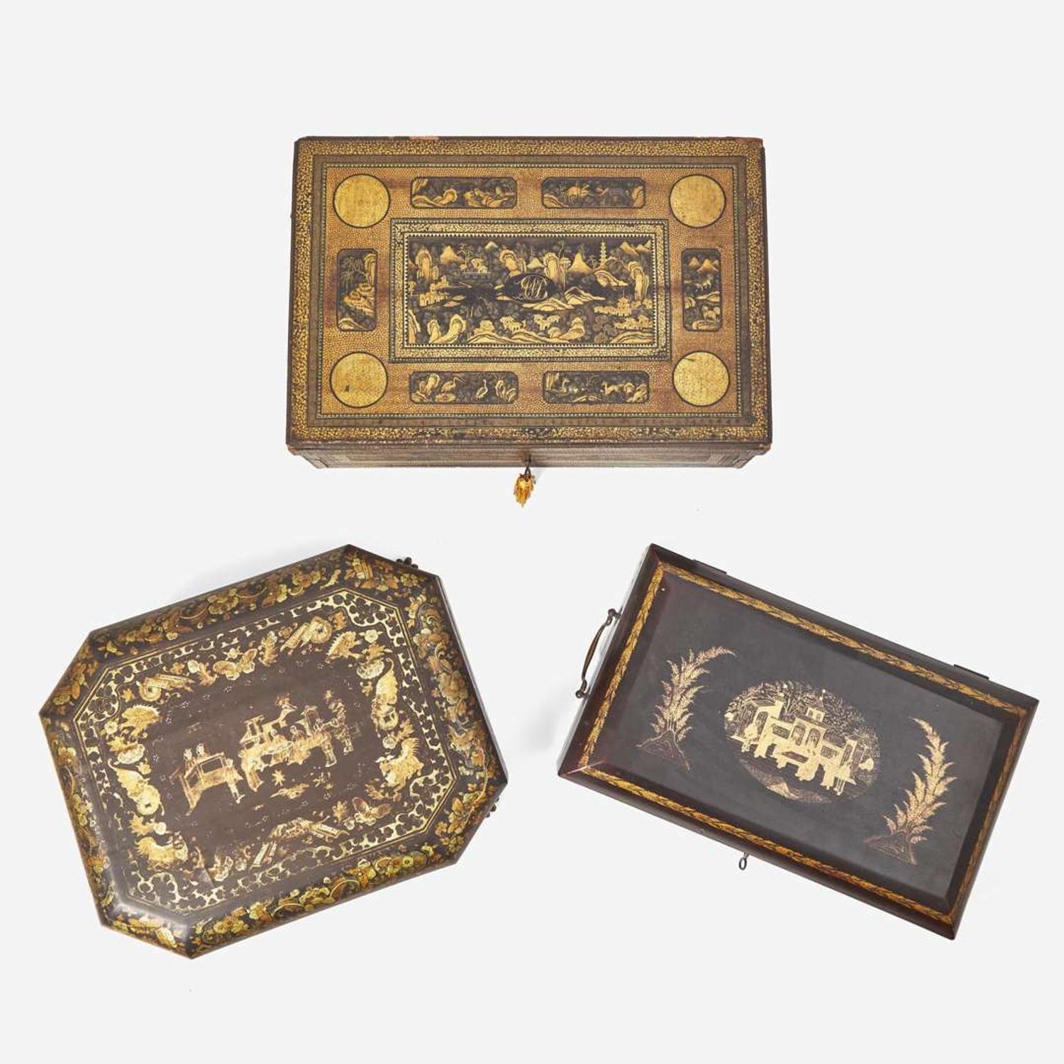 A group of three Chinese Export lacquer boxes early 19th century