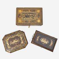 A group of three Chinese Export lacquer boxes early 19th century