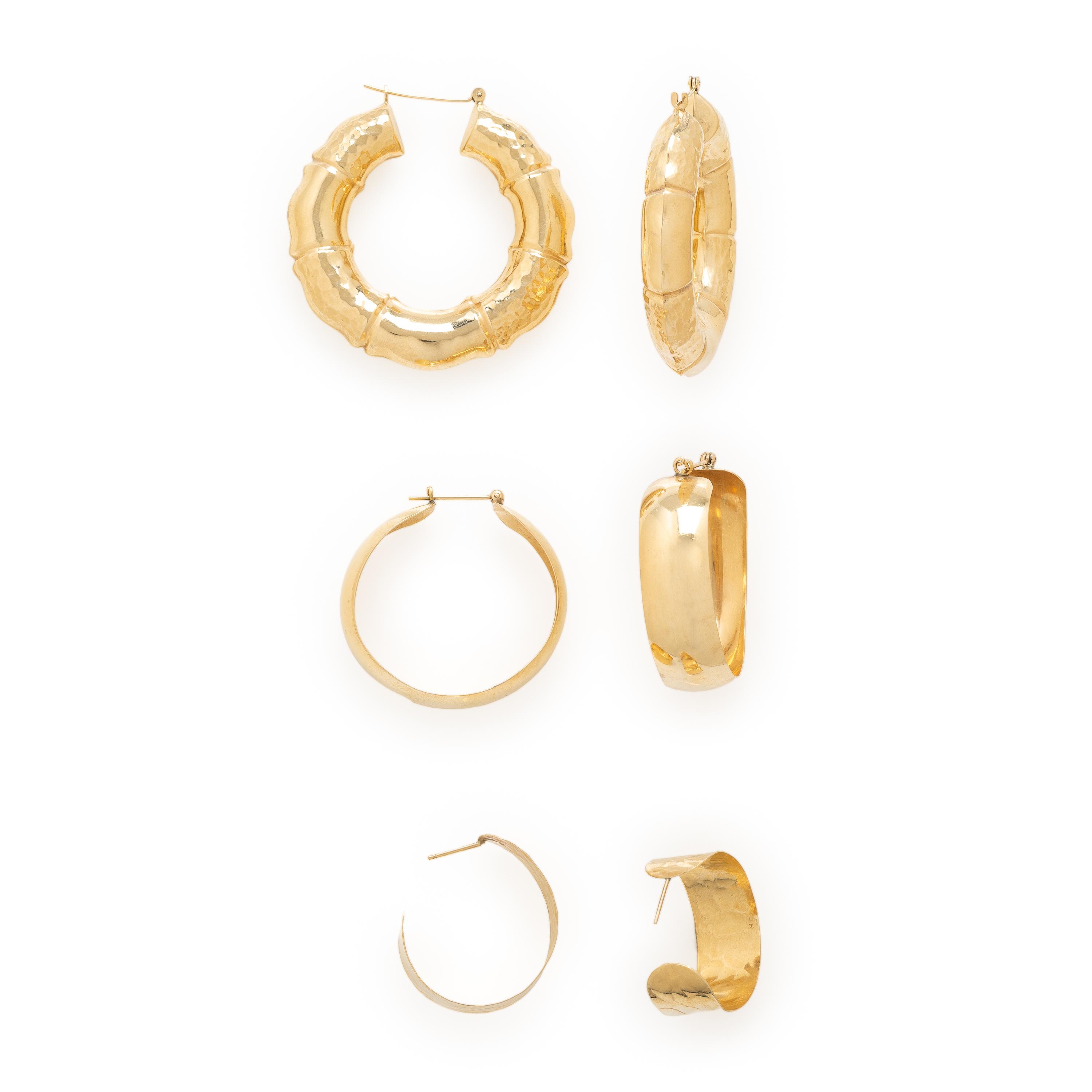 Collection of Yellow Gold Hoop Earrings