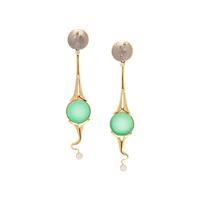 RICHARD KIMBALL, YELLOW GOLD, CHRYSOPRASE AND DIAMOND EARRINGS
