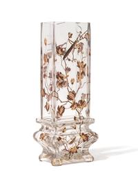 A Galle Enameled Glass Vase Height overall 11 3/4 inches.