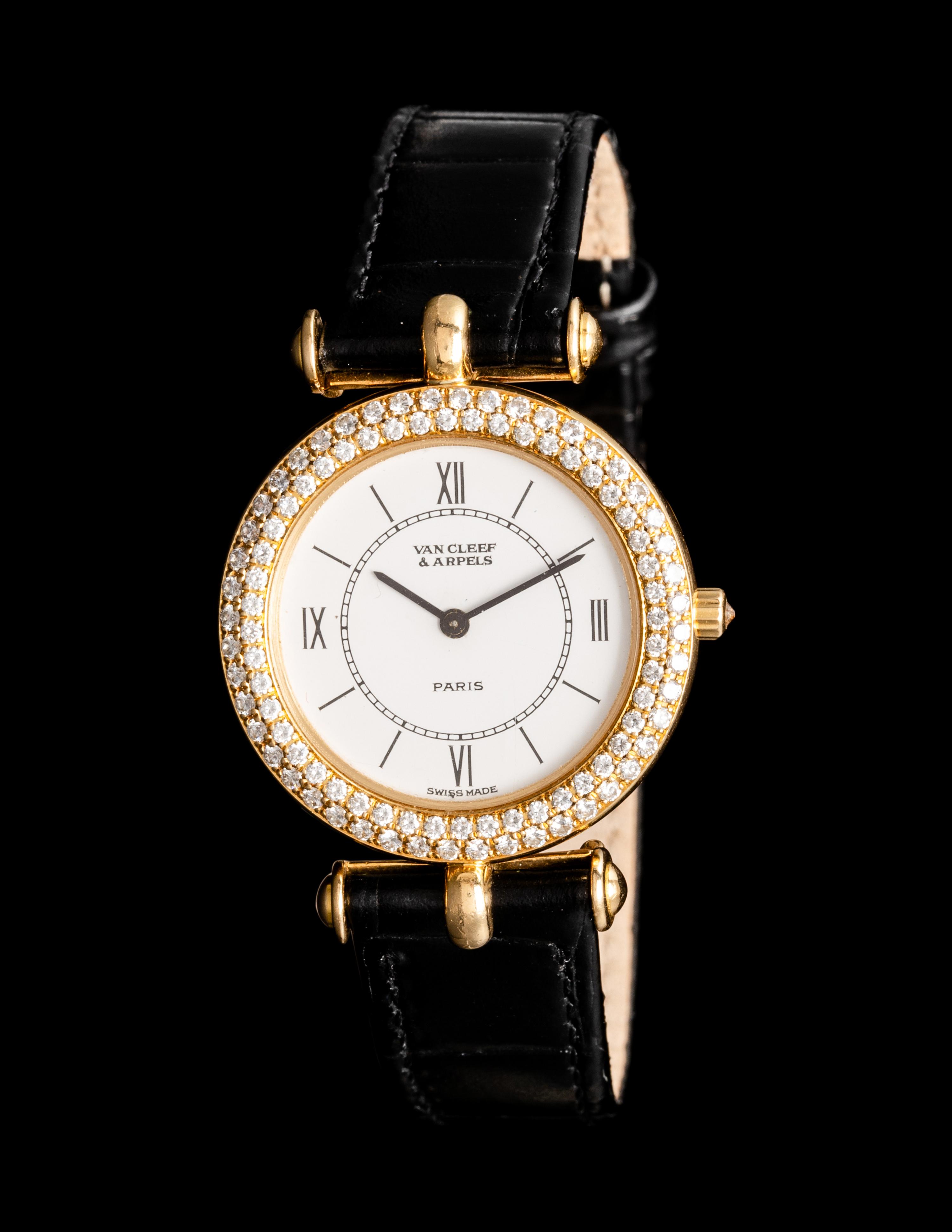 VAN CLEEF & ARPELS, 18K YELLOW GOLD AND DIAMOND WATCH