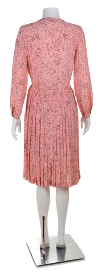 A Chanel Pink Silk Dress and Tweed Coat Ensemble, No size; Adjustable Belt: 35".