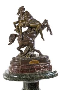 A French Bronze Figural Group, Albert-Ernest Carrier-Belleuse (1824-1887), Height of bronze 25 1/2 inches.