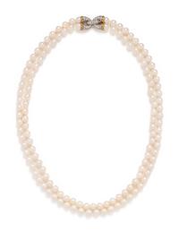 CULTURED PEARL AND DIAMOND NECKLACE