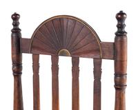 A William and Mary Style Parcel Gilt and Red Painted, Fan-Carved Bannister Back Woven Splint Seat Armchair