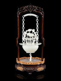 A Chinese White Jadeite Flower Basket