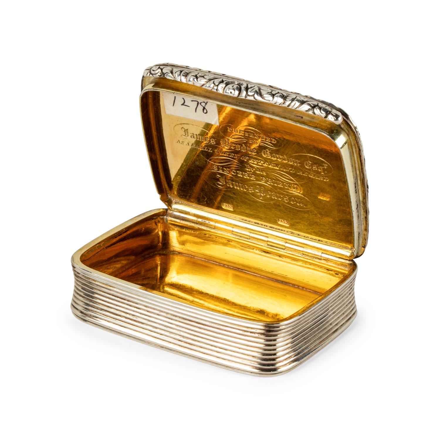 A Scottish Silver and Smoky-Quartz Inset Presentation Snuff Box