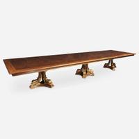 A Large Walnut Three-Pedestal Dining Table 20th century