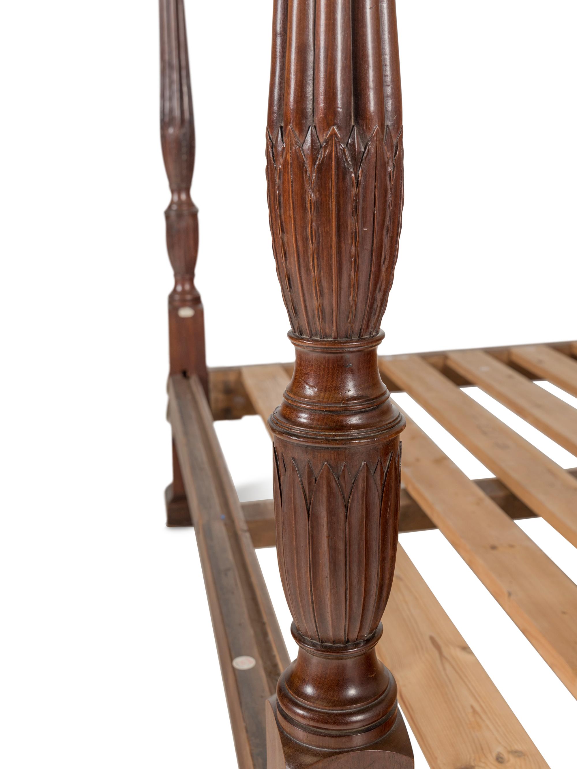 A George III Mahogany and Polychrome Decorated Tester Bed