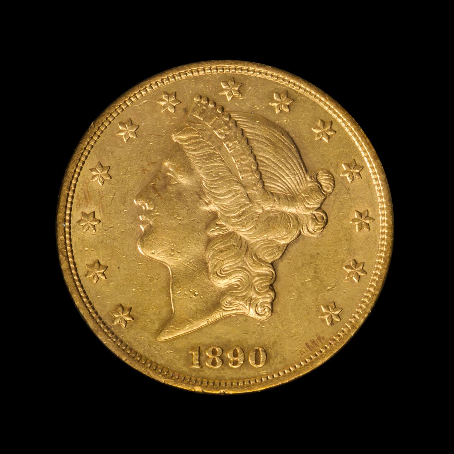 A United States 1890-S Liberty Head $20 Gold Coin