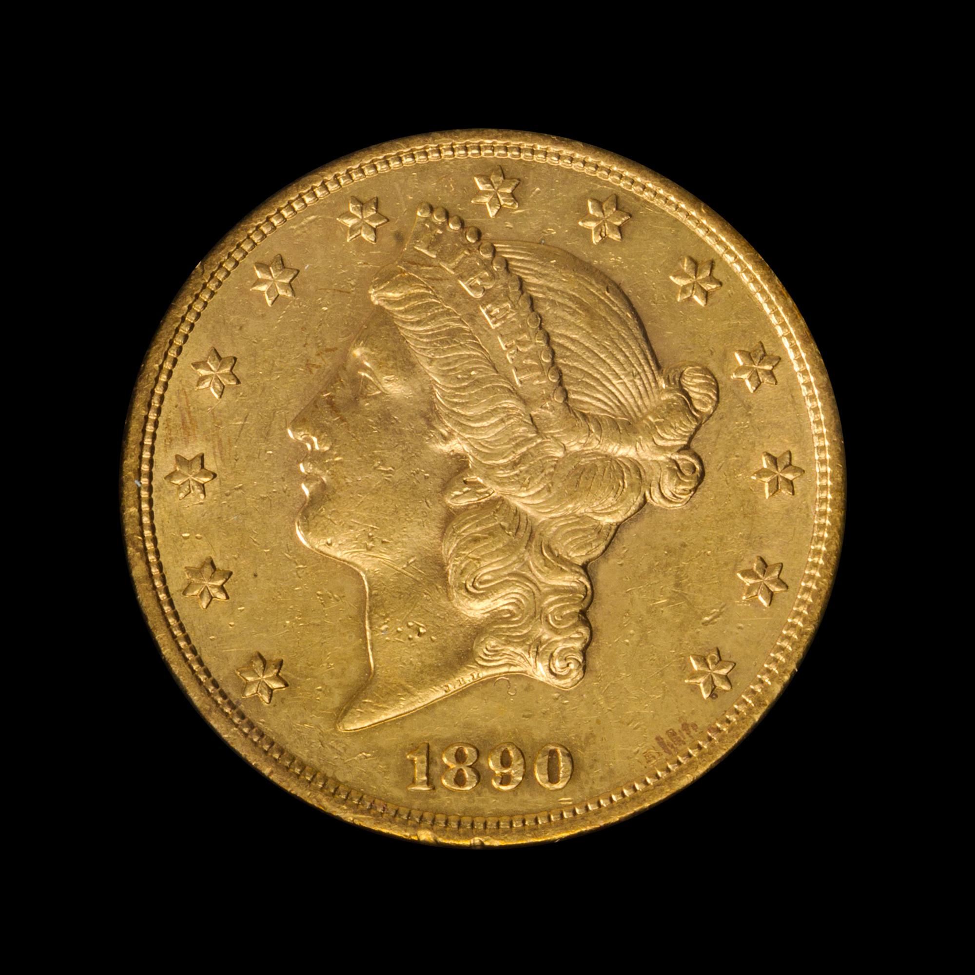 A United States 1890-S Liberty Head $20 Gold Coin