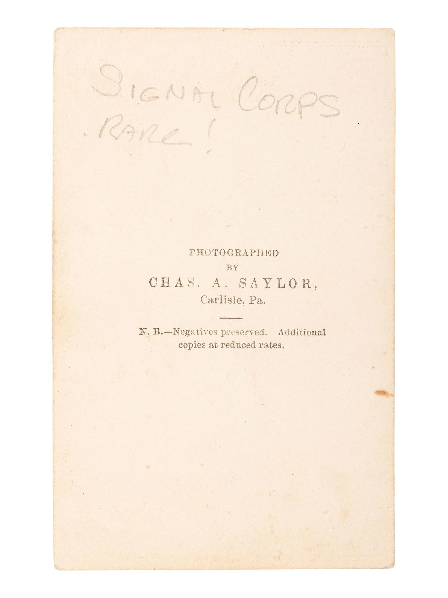[CIVIL WAR]. CDV of a member of the Signal Corps. Carlisle, PA: Charles A. Saylor, n.d.