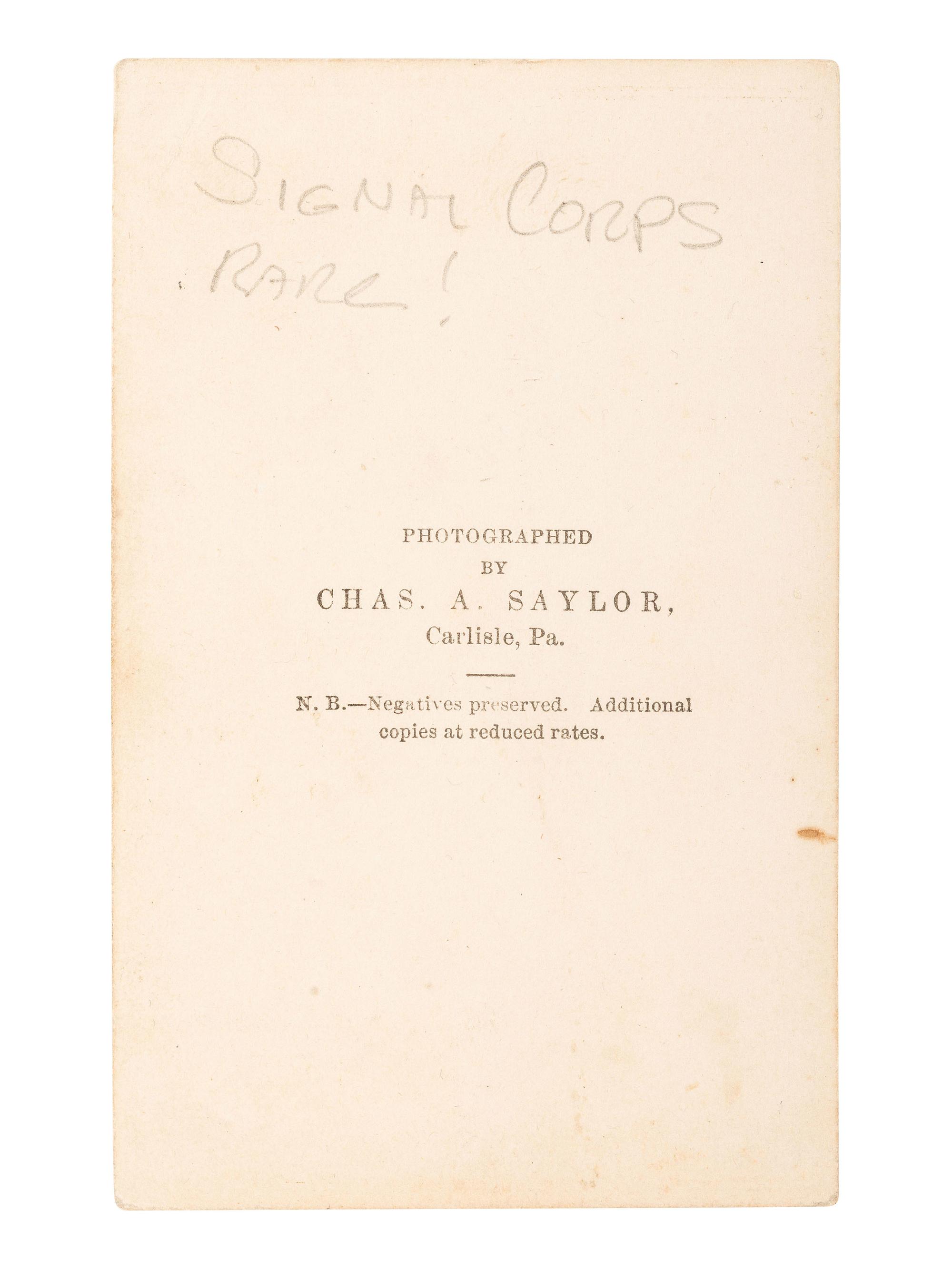 [CIVIL WAR]. CDV of a member of the Signal Corps. Carlisle, PA: Charles A. Saylor, n.d.