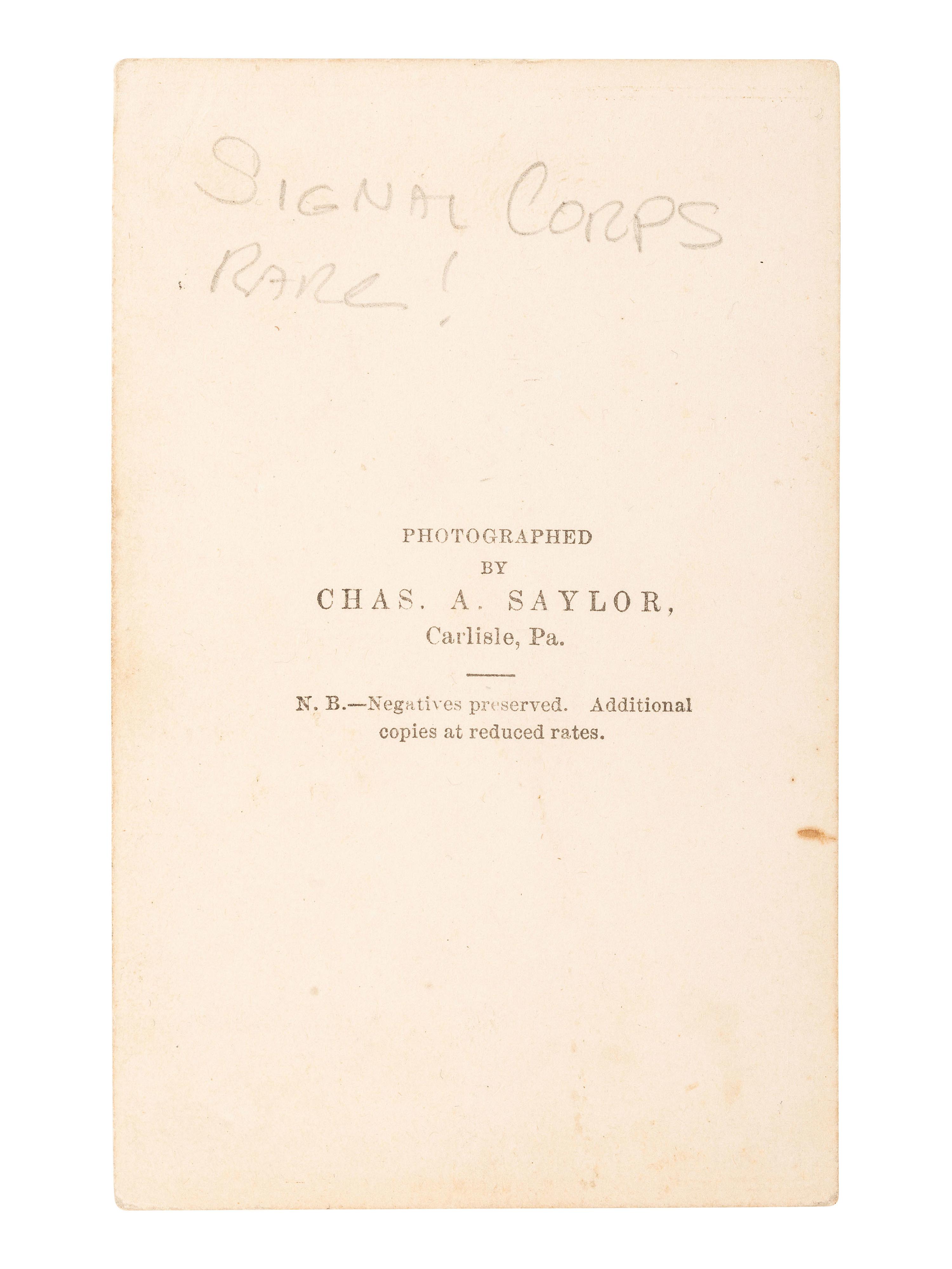 [CIVIL WAR]. CDV of a member of the Signal Corps. Carlisle, PA: Charles A. Saylor, n.d.