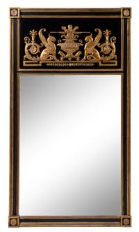 An Empire Style Painted and Parcel Gilt Mirror Height 73 x width 41 inches. — CIRCA 1920s