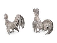 A Pair of Spanish Silver Cockerels