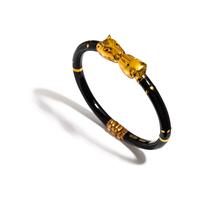 CRAIG DRAKE, SILVER AND ENAMEL PANTHER BANGLE BRACELET
