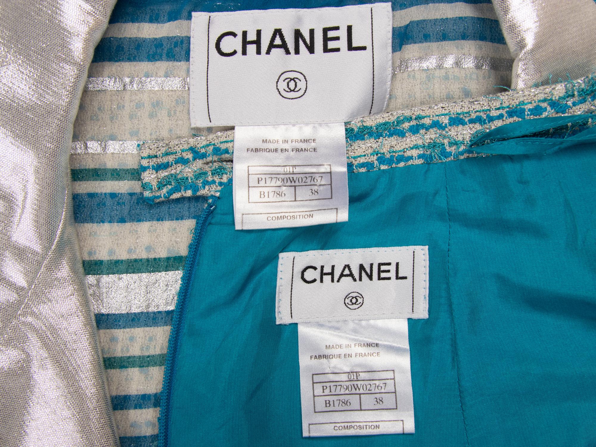 Chanel, Turquoise Tweed Skirt Suit