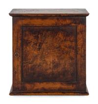 An English Primitive Burlwood Hanging Spice Cabinet