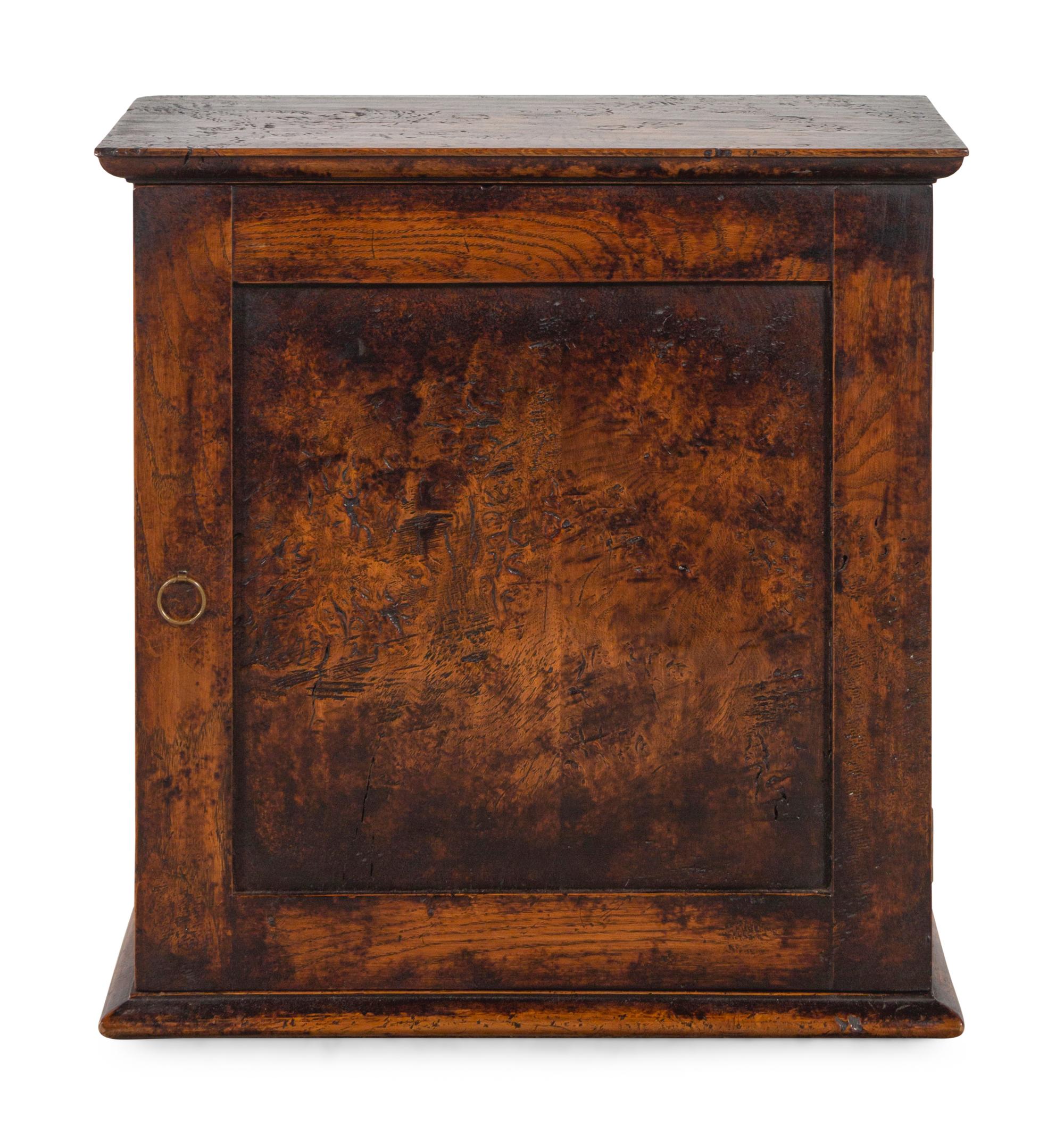 An English Primitive Burlwood Hanging Spice Cabinet