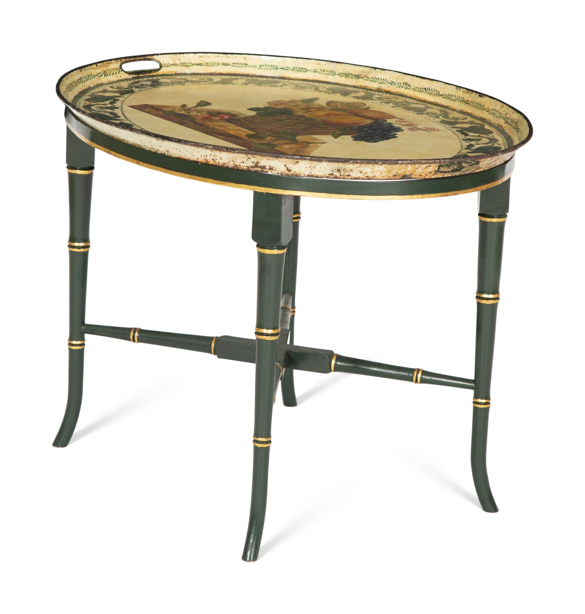 A Regency Style Painted Tole Tray Top Table