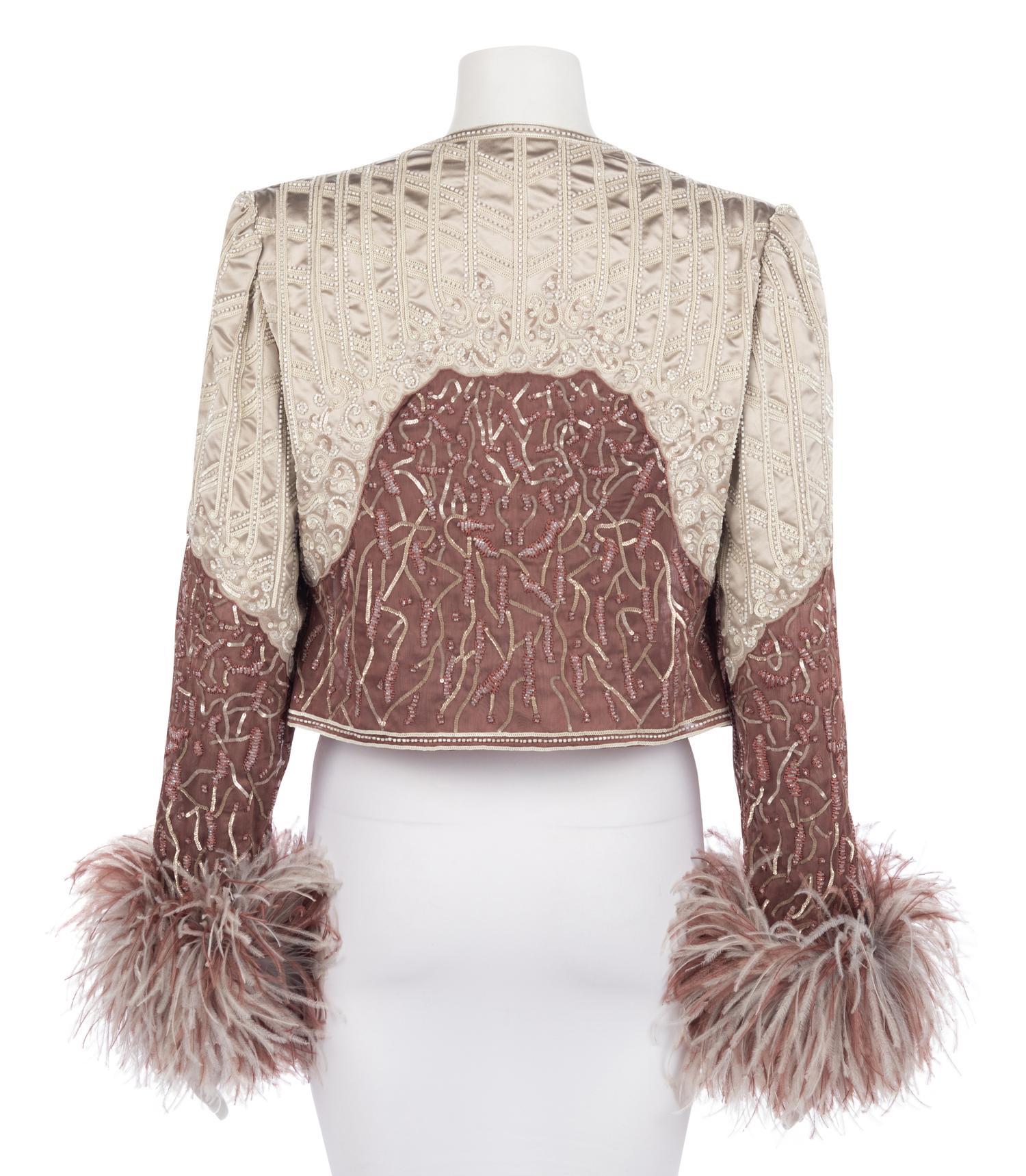 Valentino Embroidered Jacket Trimmed with Feathers, 1990-2000s