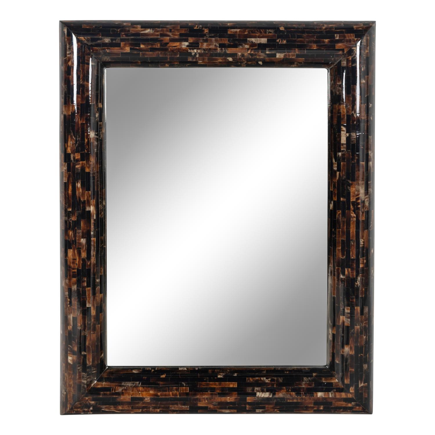 A Contemporary Horn-Veneered Mirror