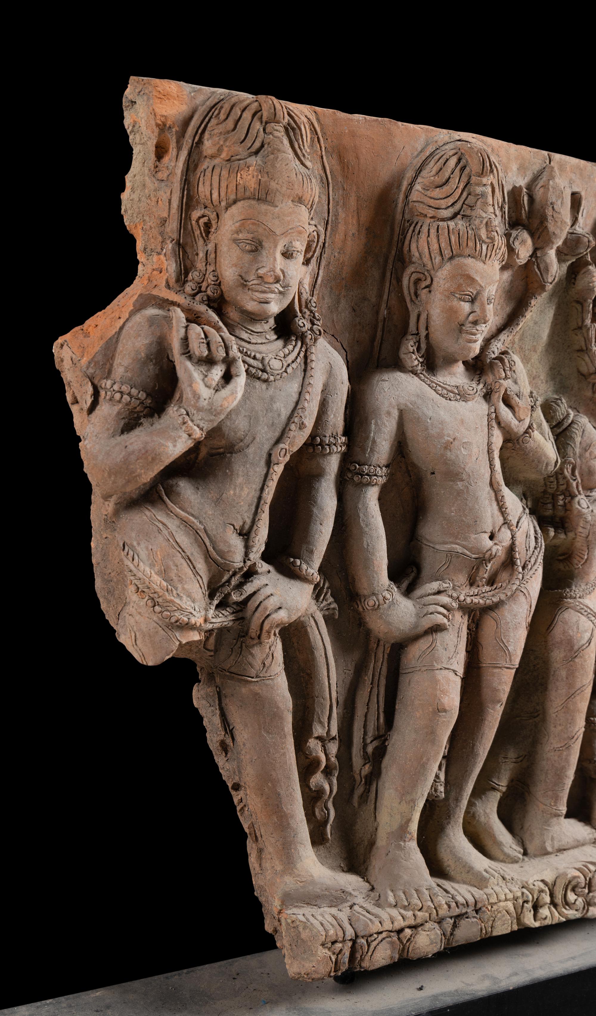 A Large Indian Carved Sandstone Relief Panel