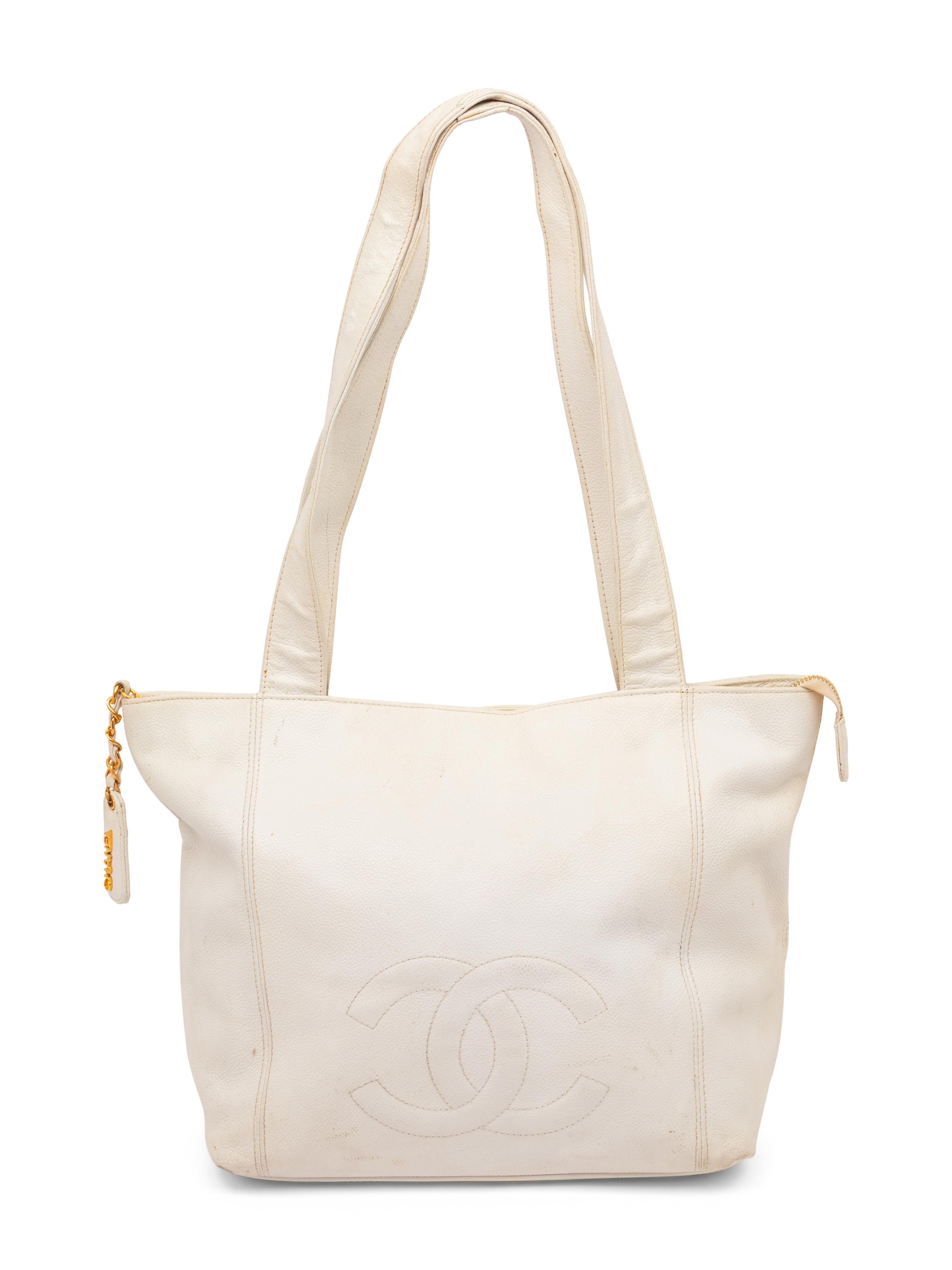 Chanel, White Leather Handbag & Silk Scarf