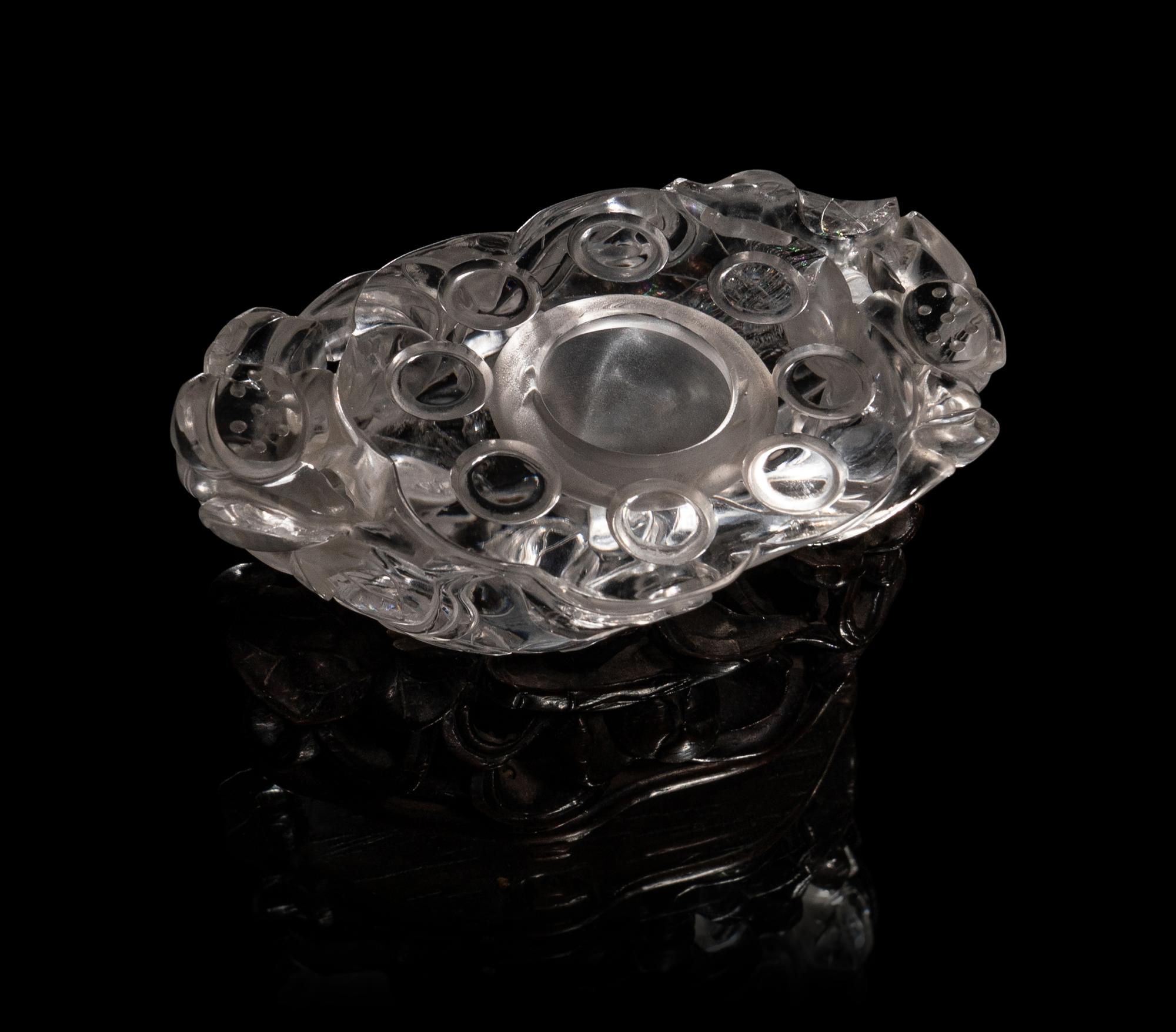 Two Chinese Rock Crystal Carvings and a Spinach Jade Seal