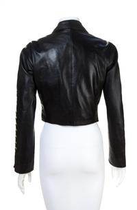 A Gianni Versace Black Leather Cropped Jacket,