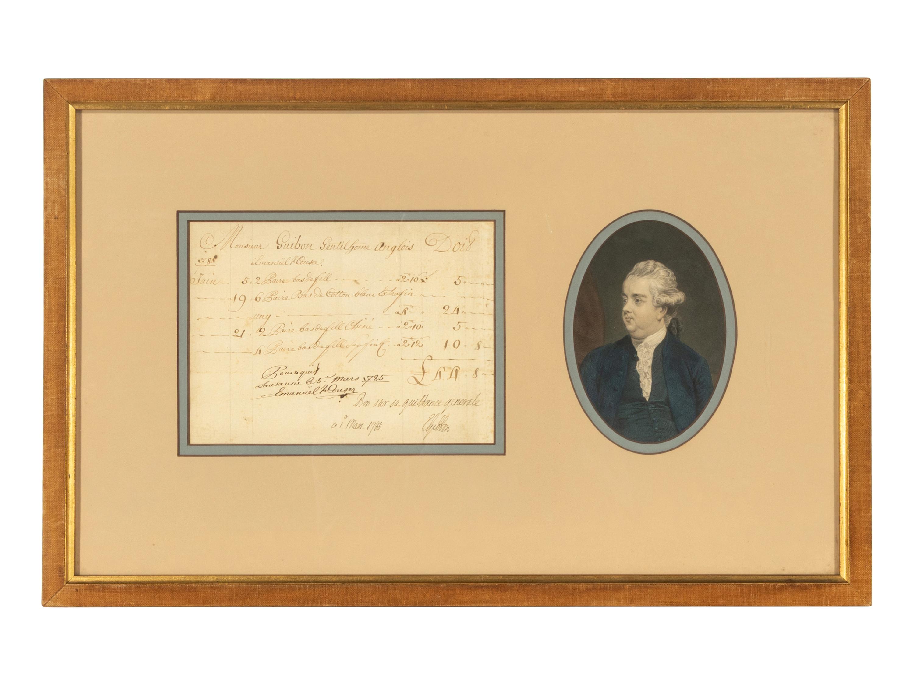 [Literature] Gibbon, Edward. Autograph Note, signed