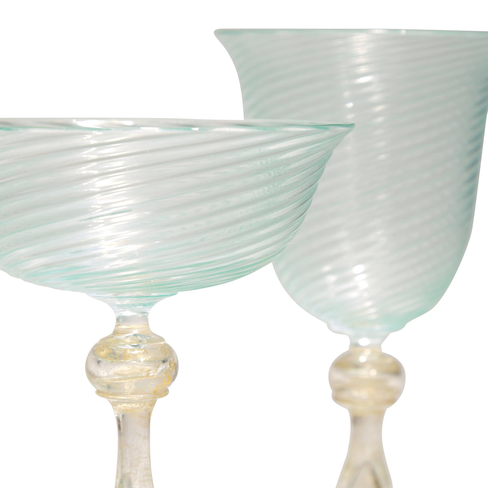 A Venetian Glass Stemware Service