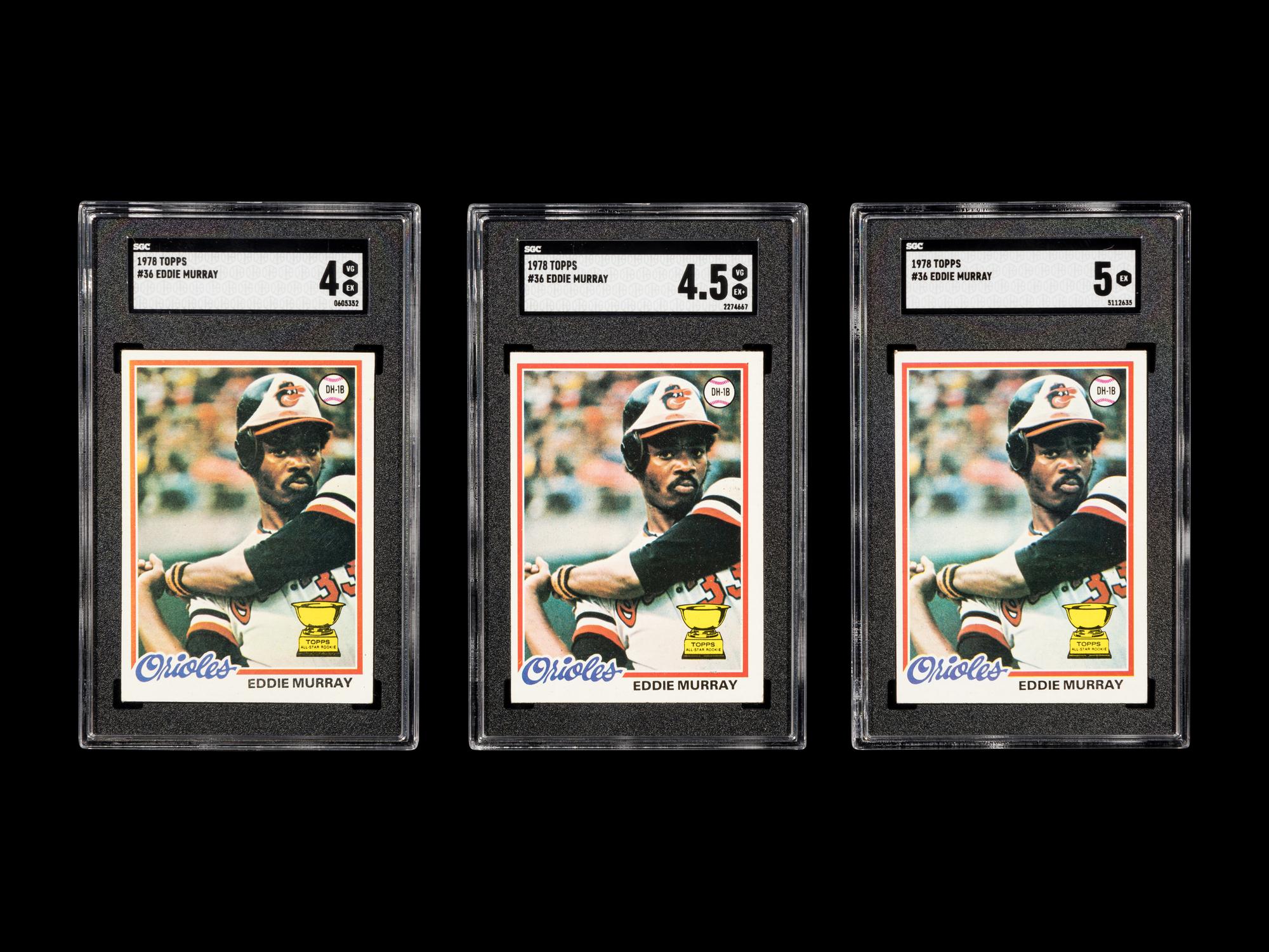 A Group of Five SGC Graded 1978 Topps Eddie Murray Rookie Baseball Cards No. 36,