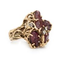 PINK TOURMALINE, DIAMOND, AND YELLOW GOLD RING