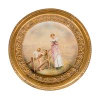 A Vienna Porcelain Inset Giltwood Table