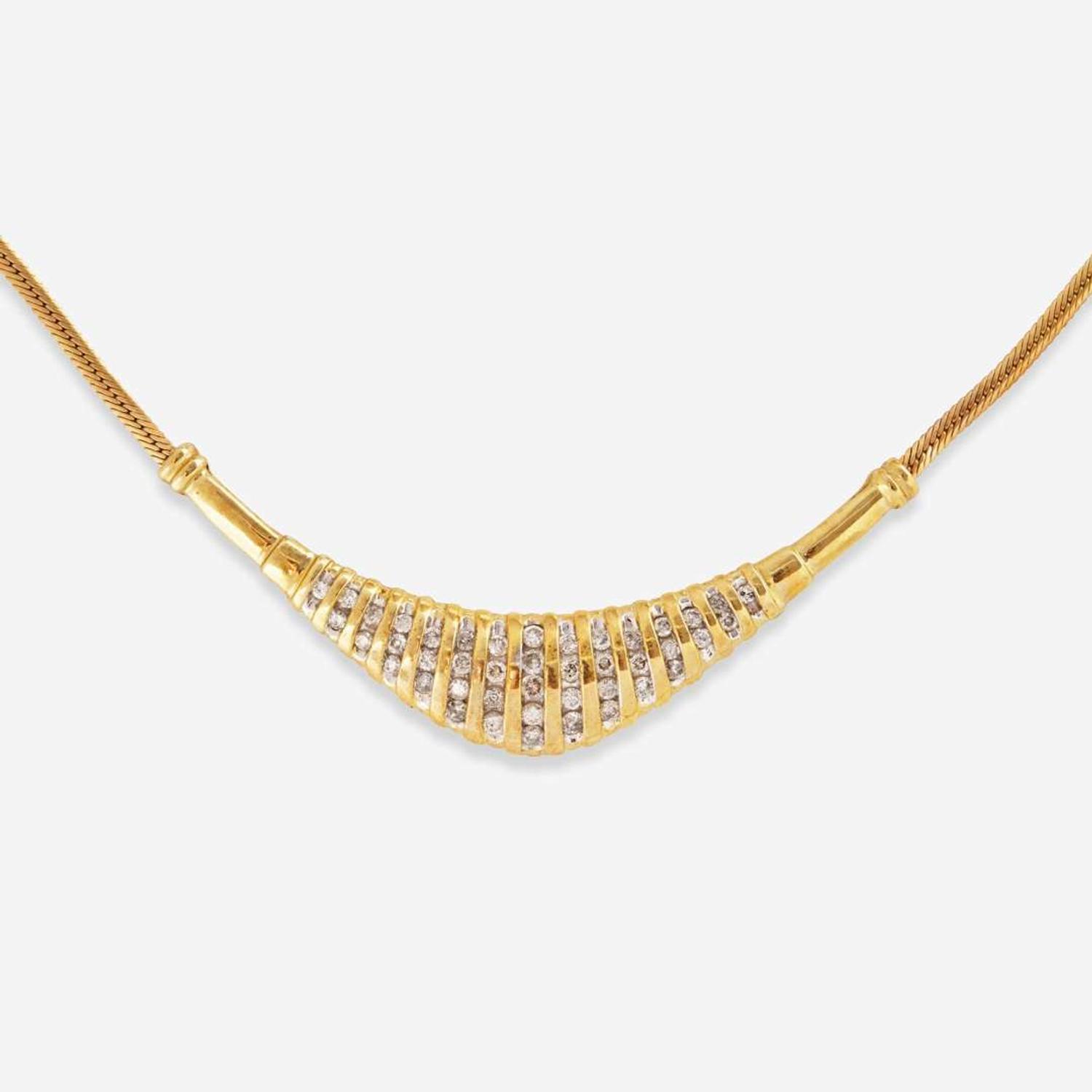 A 10K Yellow Gold and Diamond Necklace