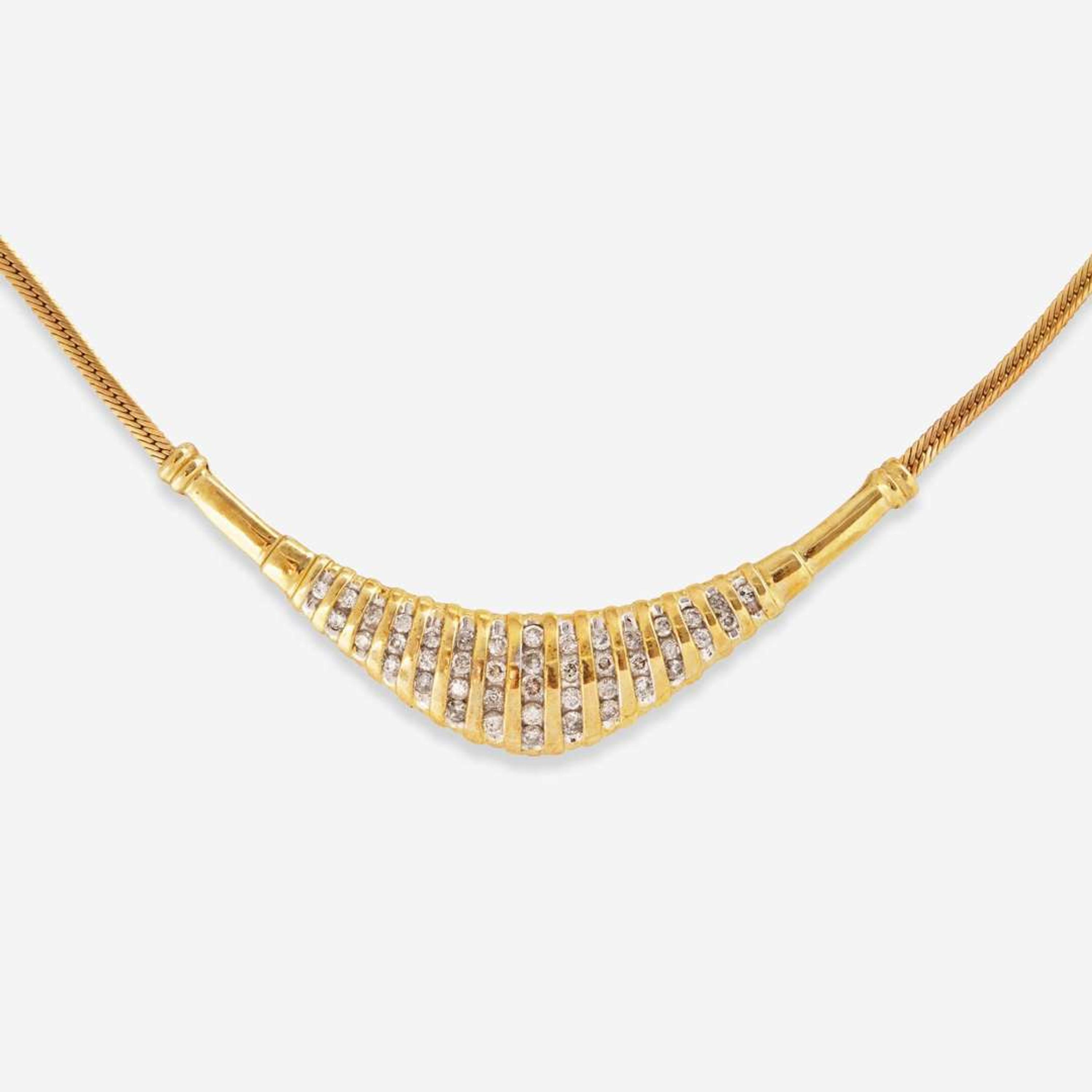 A 10K Yellow Gold and Diamond Necklace