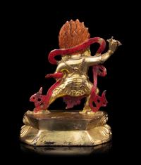 A Tibetan Gilt Bronze Figure of Bodhisattva Vajrapani