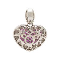 WHITE GOLD, DIAMOND AND PINK SAPPHIRE HEART PENDANT