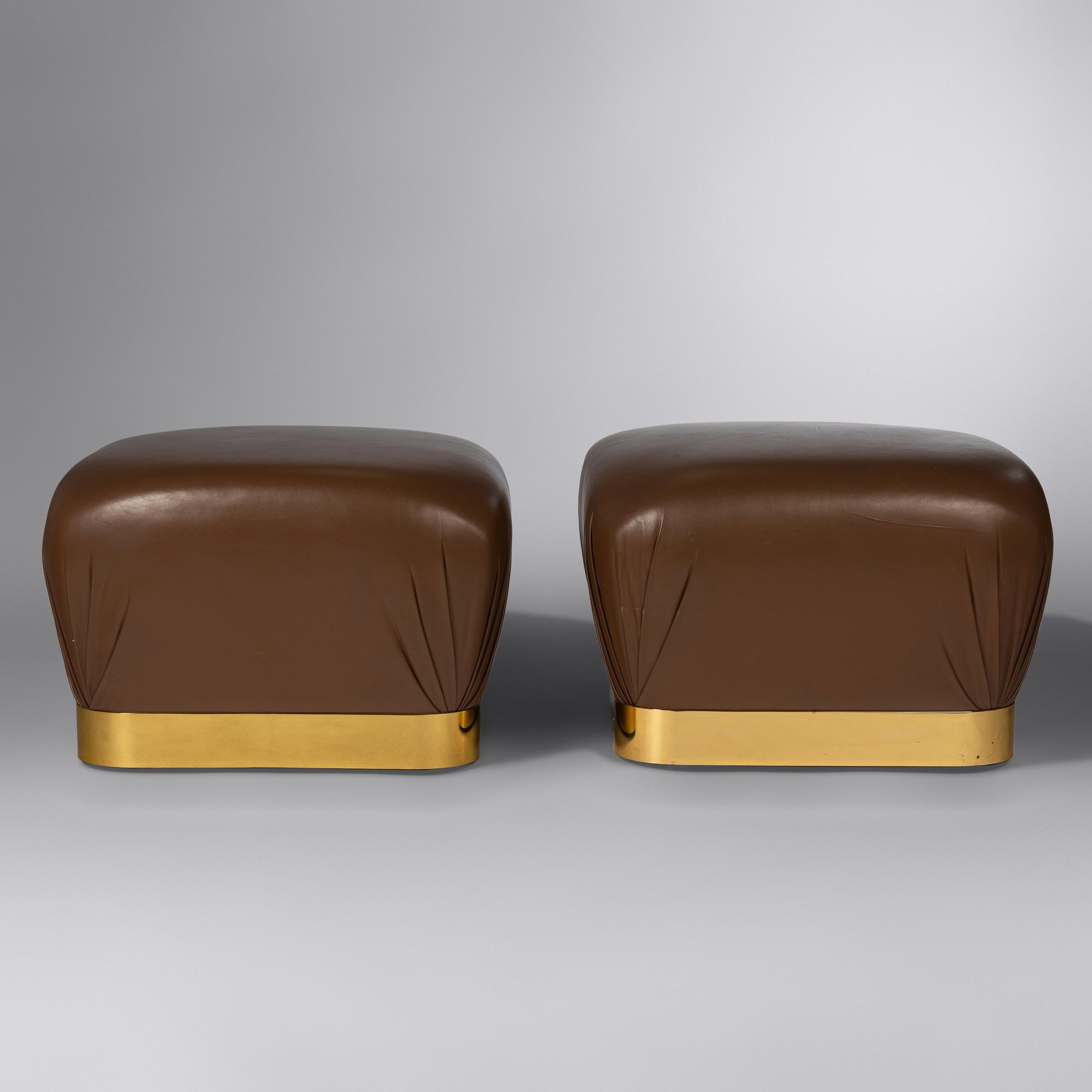 Pair of Soufflé Ottomans Karl Springer Ltd., USA
