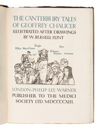 [Flint, William Russell, Sir (1880-1969), illustrator]. The Canterbury Tales of Geoffrey Chaucer . London: Riccardi Press for Philip Lee Warner at the Medici Society, 1913.