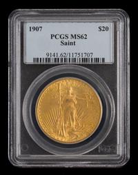 A United States 1907 Saint-Gaudens $20 Gold Coin