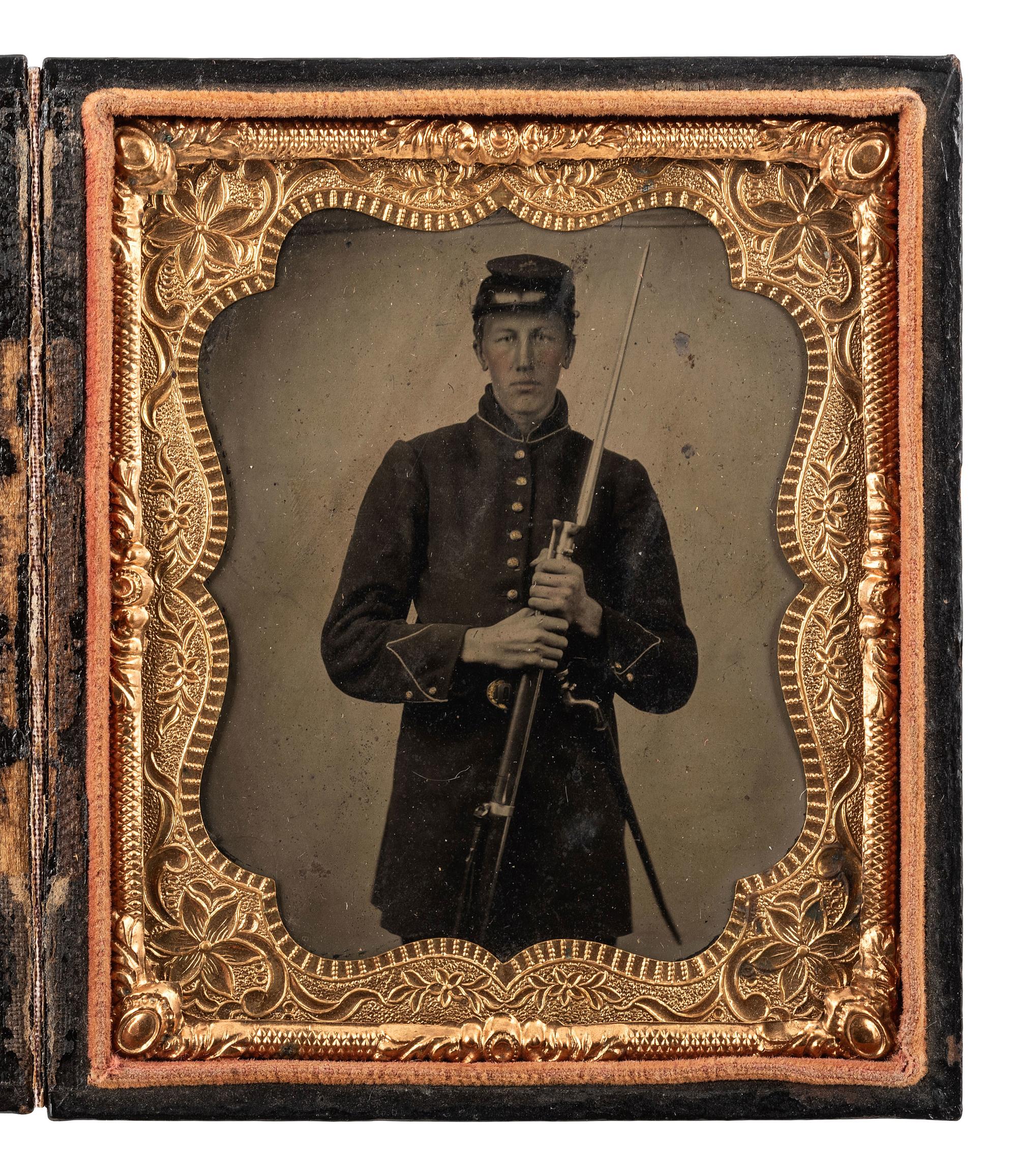 [CIVIL WAR]. Sixth plate tintype and CDV of Pvt. Watson W. Beach, 117th New York Infantry Regiment.