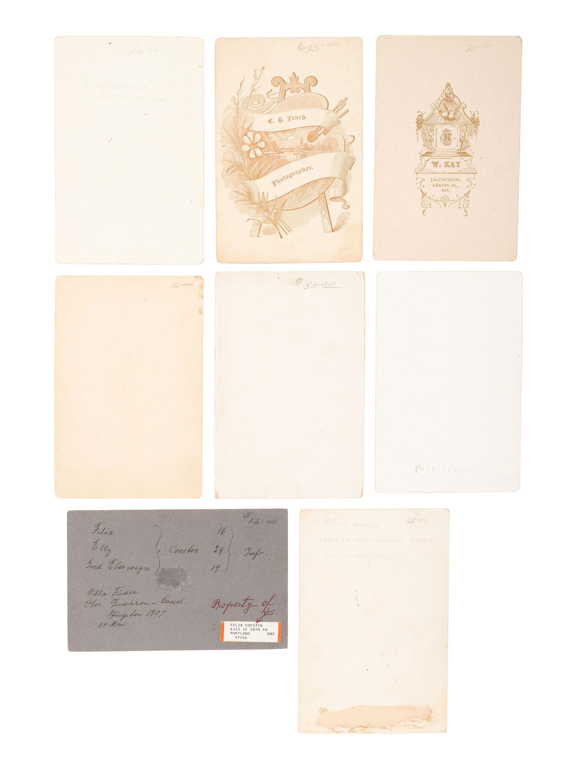 [MILITARIA]. 15 cabinet photographs of men in uniform, some armed.