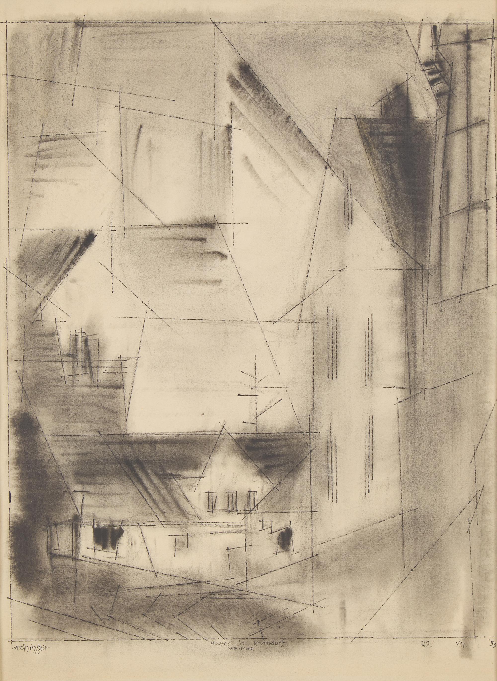 Lyonel Feininger (American, 1871-1956) — Houses in Kromsdorf, Weimar, 1953