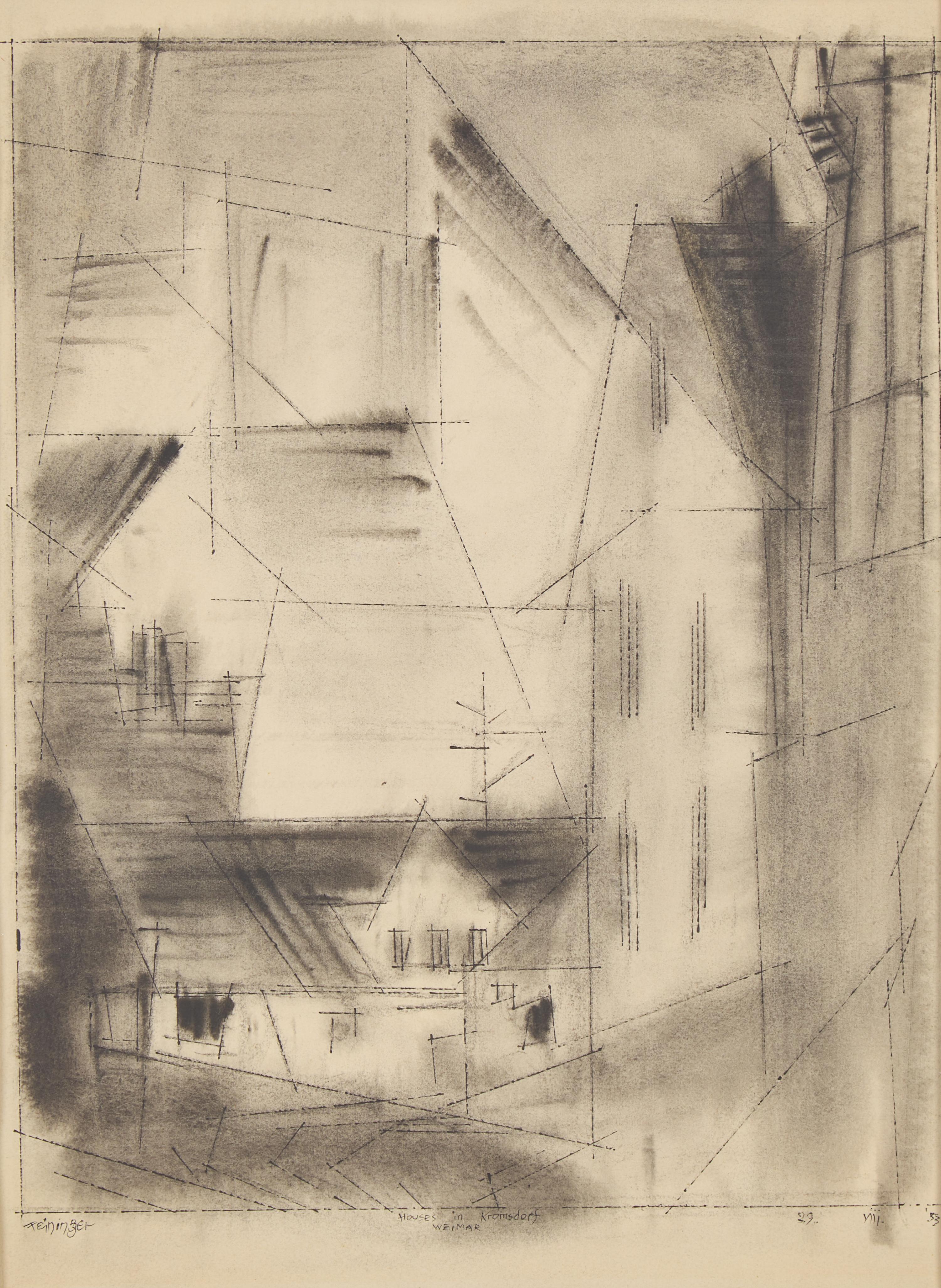 Lyonel Feininger (American, 1871-1956) — Houses in Kromsdorf, Weimar, 1953