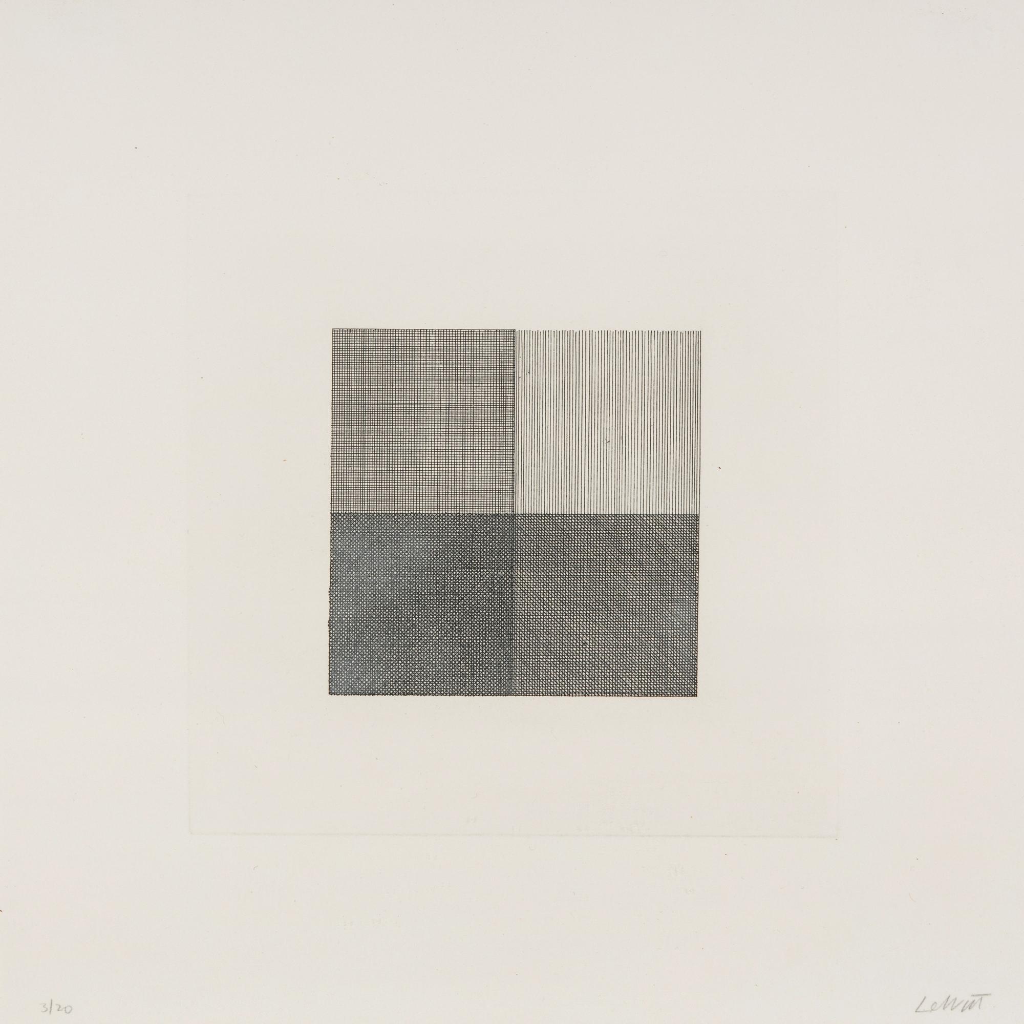 Lines in Four Directions, Superimposed in each quarter of the square progressively (Black) , 1971