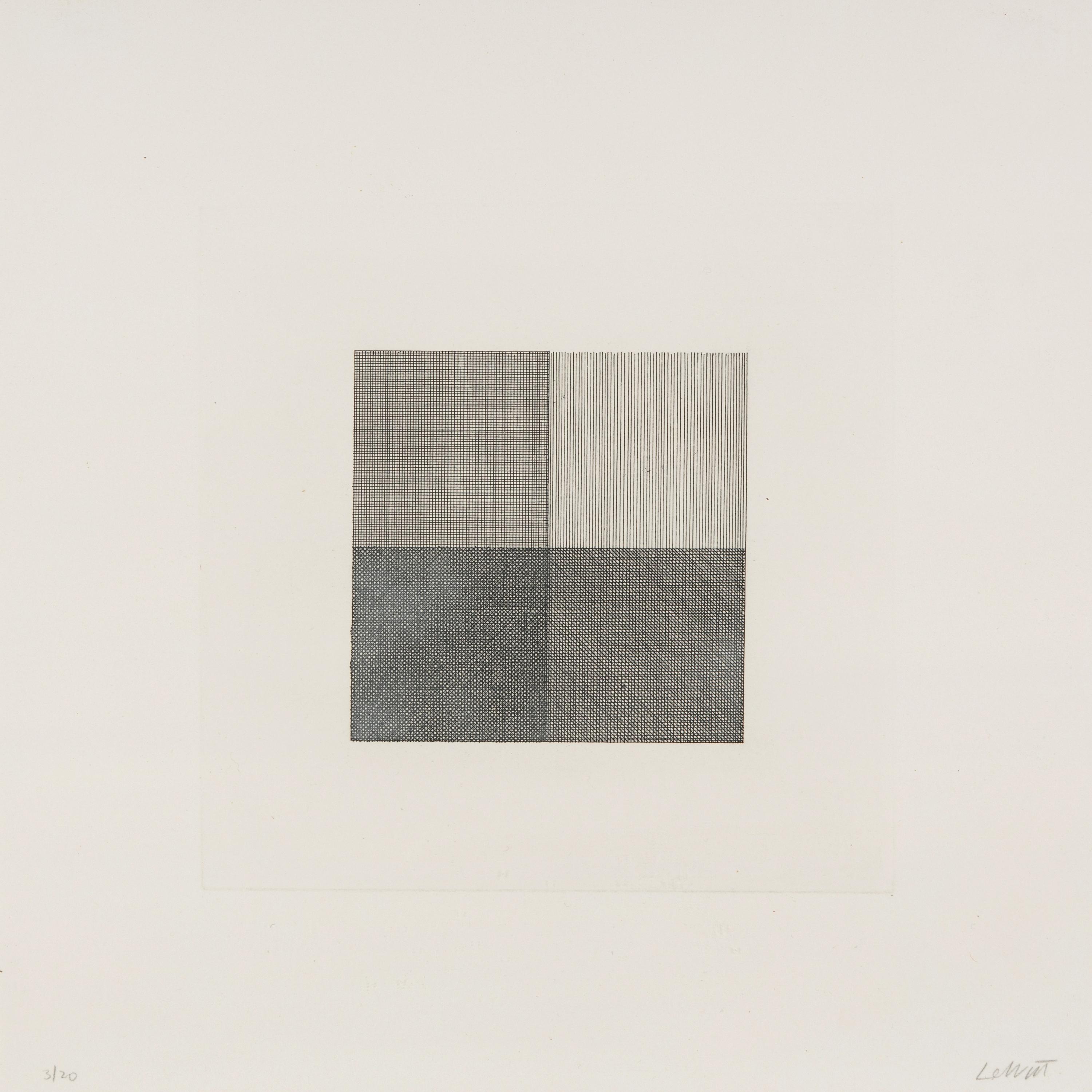 Lines in Four Directions, Superimposed in each quarter of the square progressively (Black) , 1971